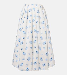 Leo Lin Leo Lin Victoria floral pleated cotton maxi skirt