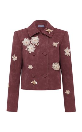 Leo Lin Leo Lin Vienna Embellished Vegan Suede Jacket Mahogany