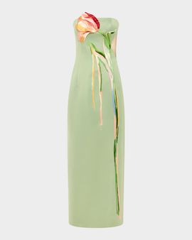 LEO LIN Marilyn Embroidered Cutout Bustier Maxi Dress