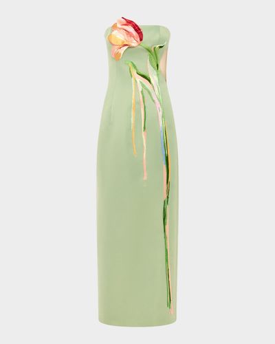 LEO LIN Marilyn Embroidered Cutout Bustier Maxi Dress