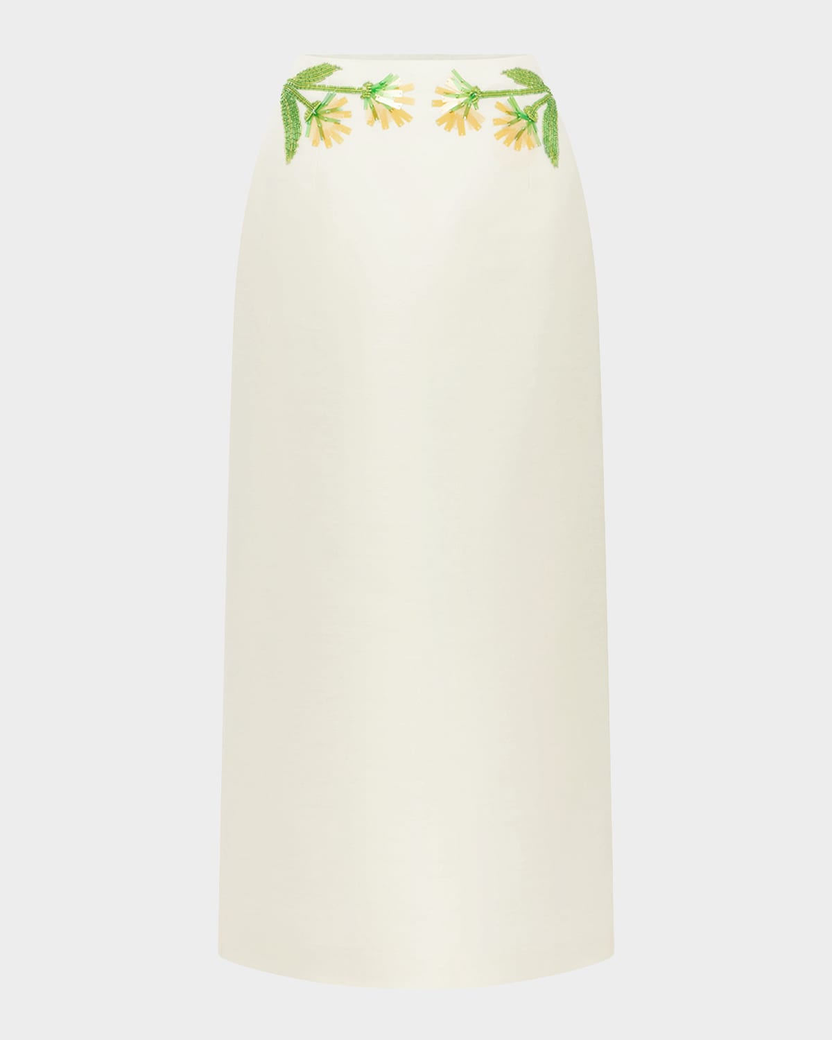 LEO LIN Quinn Embellished Silk-Wool Midi Skirt