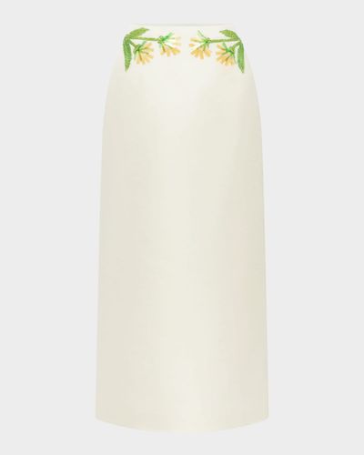 LEO LIN Quinn Embellished Silk-Wool Midi Skirt