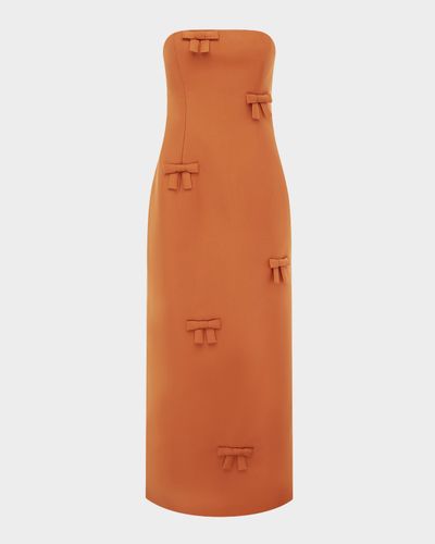LEO LIN Rayna Bow-Embellished Bustier Column Maxi Dress