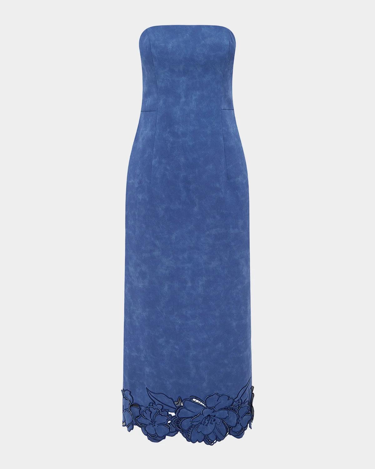 LEO LIN Rayna Strapless Vegan Suede Midi Dress