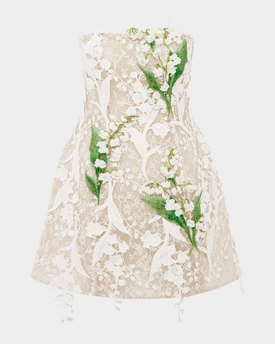 LEO LIN Roselle Strapless Fit-&-Flare Lace Mini Dress