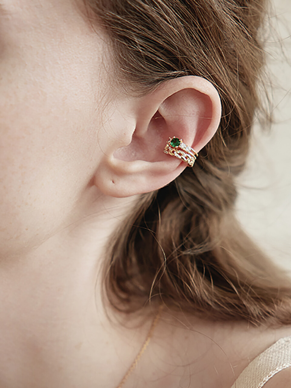Les Bijoux Philosophy Simple Bluish Green 2 Line Earring