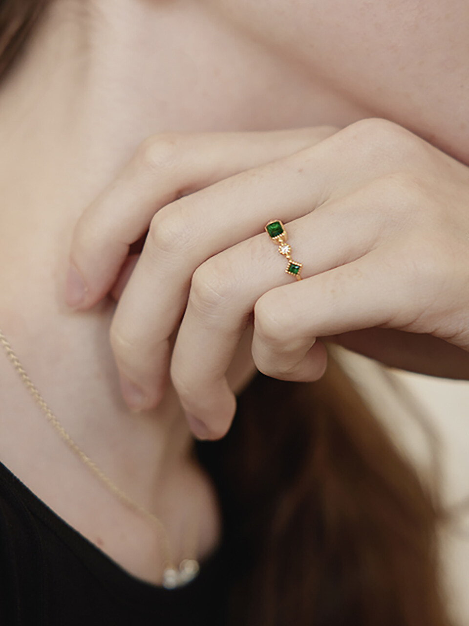 Les Bijoux Philosophy Simple Jewel Bluish Green Ring