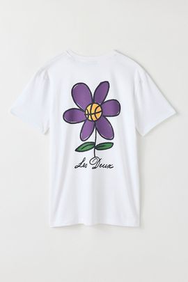 Les Deux Les Deux Flower Graphic Tee in White, Men's at Urban Outfitters