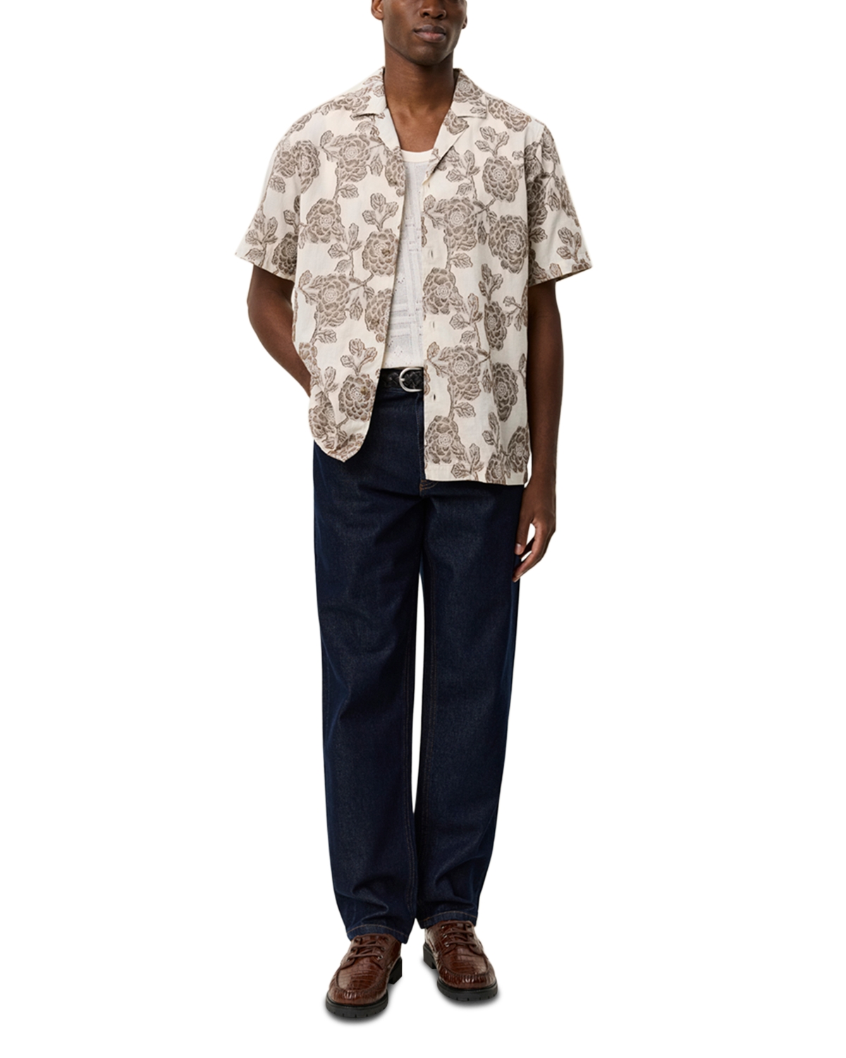 Les Deux - Lesley Flower Jacquard Short Sleeve Shirt