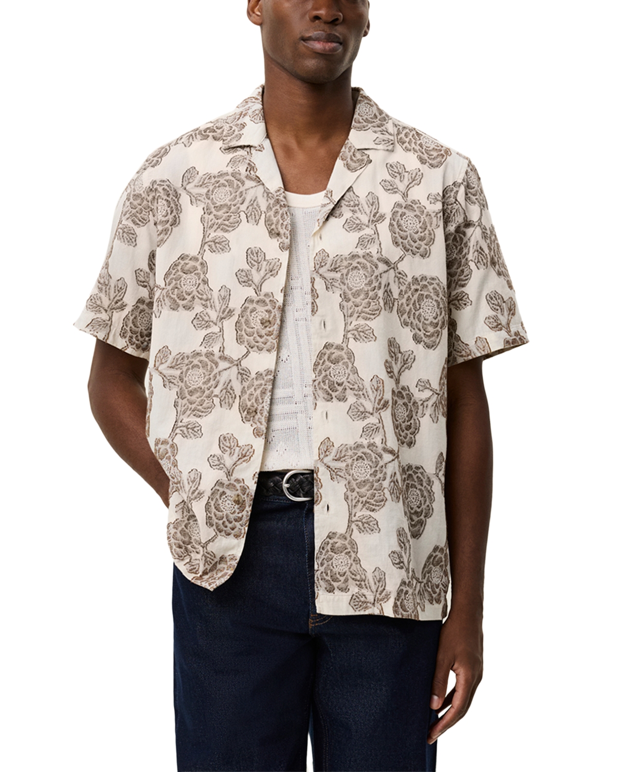 Les Deux - Lesley Flower Jacquard Short Sleeve Shirt