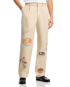 Les Deux Les Deux Romeo Pleated Canvas Graphic Pants