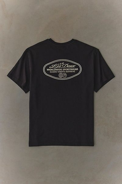 Les Deux Les Deux Worldwide Graphic Tee in Black, Men's at Urban Outfitters