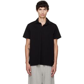 Les Tien Les Tien Black Short Sleeve Rugby Polo