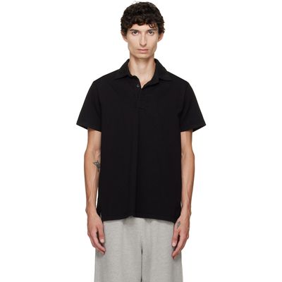 Les Tien Les Tien Black Short Sleeve Rugby Polo