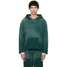 Les Tien Les Tien Green Heavyweight Raw Raglan Hoodie