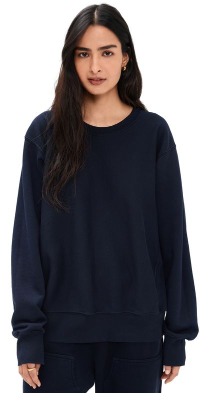 Les Tien Les Tien Heavyweight Crew Sweatshirt Navy