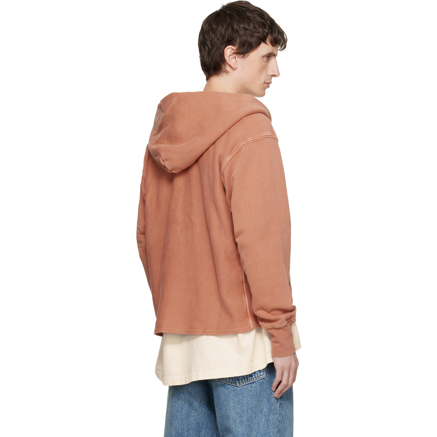 Les Tien - Orange Heavyweight Raw Cropped Hoodie