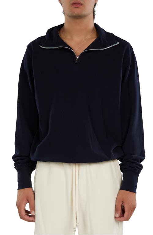 Les Tien Les Tien Pique Banded Half Zip Yacht Pullover