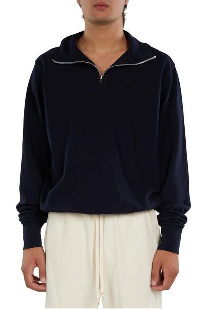 Les Tien Les Tien Pique Banded Half Zip Yacht Pullover