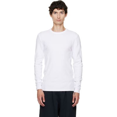 Les Tien Les Tien White Thermal Fitted Long Sleeve T-shirt