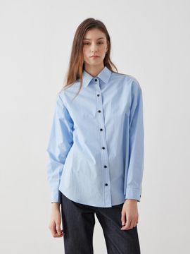 LESEIZIEME button Basic Oxford Shirt - Sky Blue