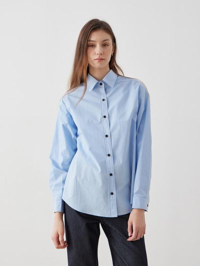LESEIZIEME button Basic Oxford Shirt - Sky Blue