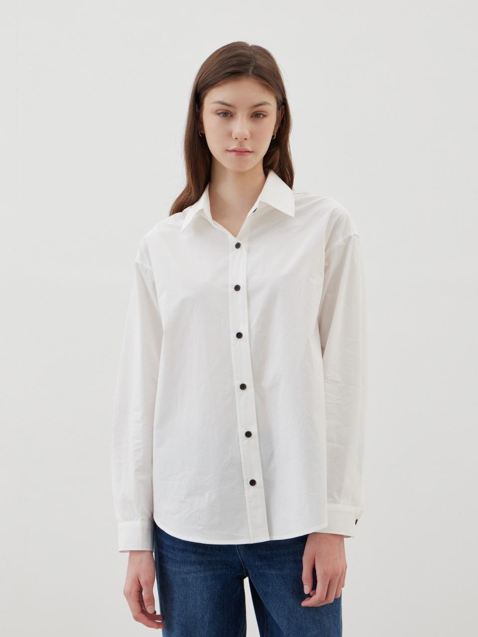 LESEIZIEME button Basic Oxford Shirt - White