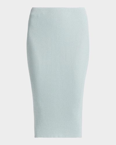 LESET Blake Rib-Knit Pencil Midi Skirt