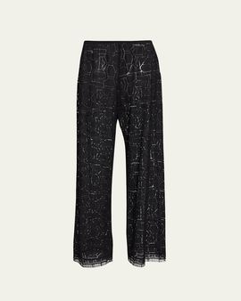 LESET Daniel Wide-Leg Lace Pants