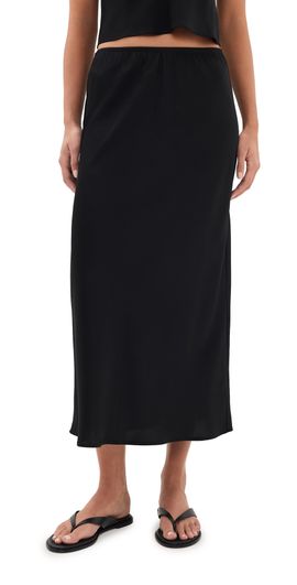 Leset Leset Barb Bias Midi Skirt Black