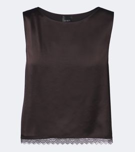 Leset Leset Barb lace-trimmed satin crop top