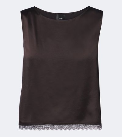Leset Leset Barb lace-trimmed satin crop top