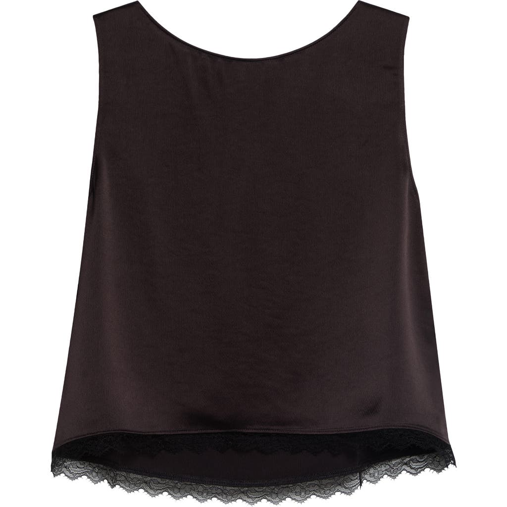 LESET LESET Barb Lace Trim Sleeveless Satin Top