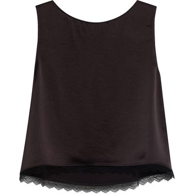 LESET LESET Barb Lace Trim Sleeveless Satin Top