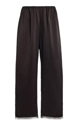 Leset Leset Barb LaceTrimmed Satin Crop Pants
