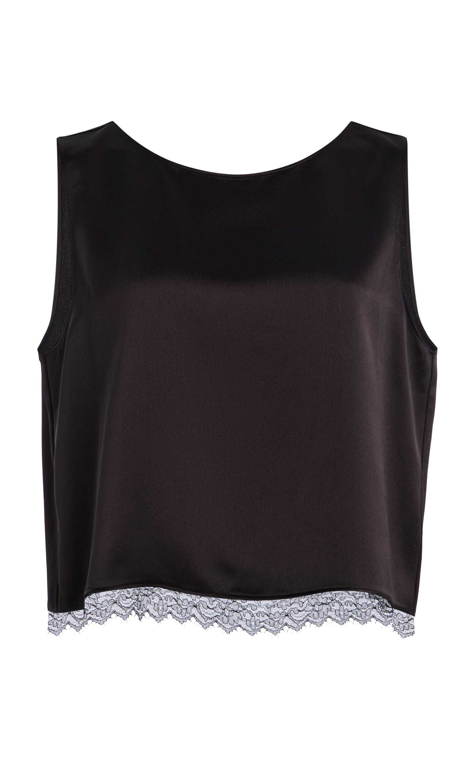 Leset Leset Barb LaeTrimmed Satin Cropped Top