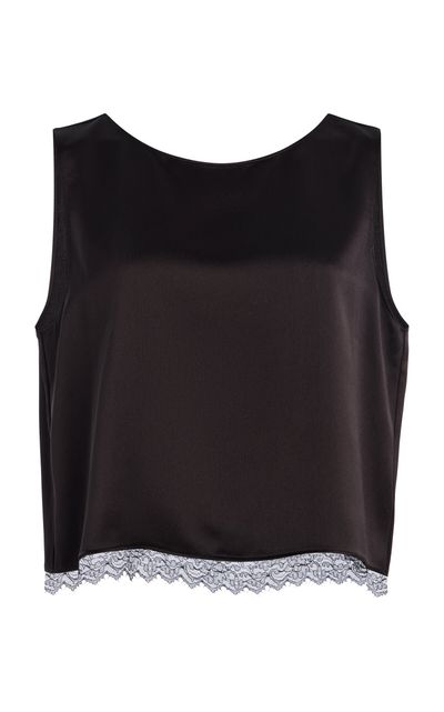 Leset Leset Barb LaeTrimmed Satin Cropped Top