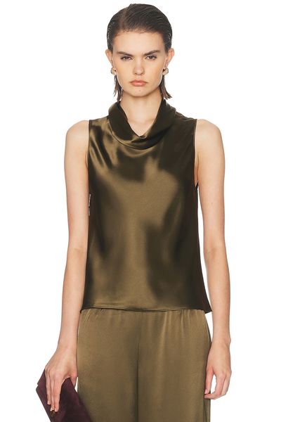 LESET LESET Barb Sleeveless Cowl Neck Blouse