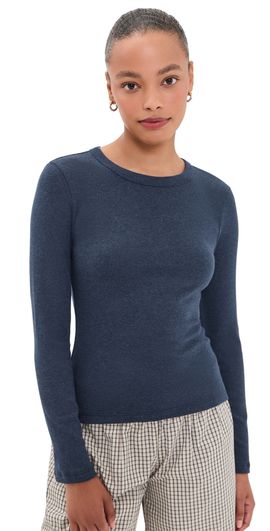 Leset Leset Nando Slim Fit Long Sleeve Tee Midnight Melange