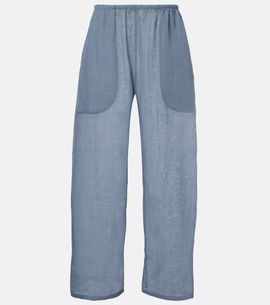 Leset Leset Niko cropped wide-leg ramie pants