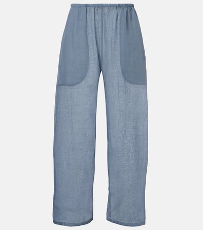 Leset Leset Niko cropped wide-leg ramie pants
