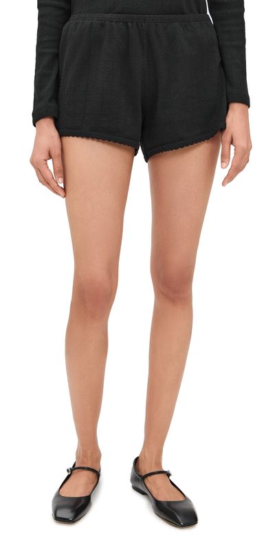 Leset Leset Pointelle Boxer Shorts Black