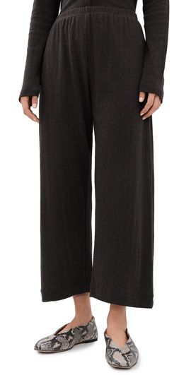 Leset Leset Pointelle Crop Wide Leg Pants Hickory Melange