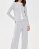 Leset Leset Pointelle Crop Wide Leg Pants Light Grey Melange - 5
