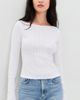 Leset Leset Pointelle Long Sleeve Bateau Top White - 2