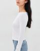 Leset Leset Pointelle Long Sleeve Bateau Top White - 4