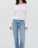 Leset Leset Pointelle Long Sleeve Bateau Top White - 5