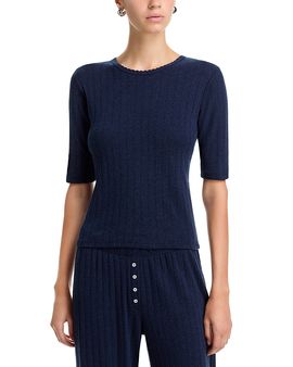 Leset Leset Pointelle Mid Sleeve Slim Fit Tee