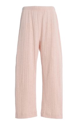 Leset Leset PointelleKnit Cotton Crop WideLeg Pants