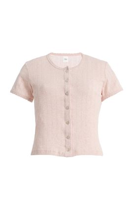 Leset Leset PointelleKnit Cotton ShortSleeve Cardigan